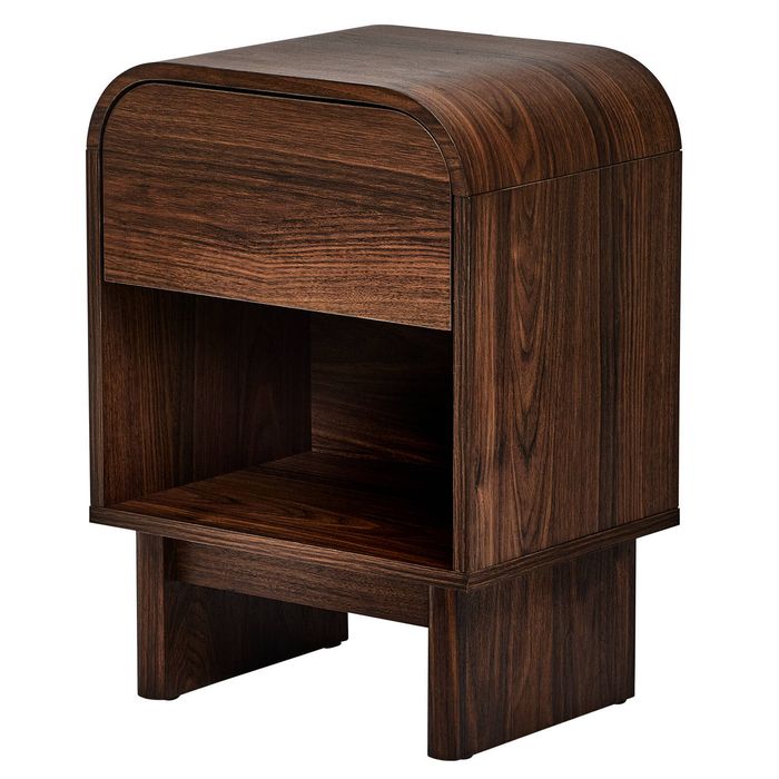 Astin Sinclair 400×300×550mm Jensen Curved Walnut Side Table with Drawer