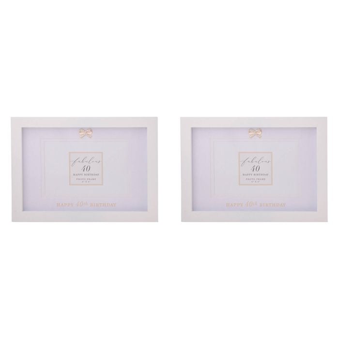 2PK Gibson Gifts Jewelled 40th Picture/Photo Frame 6x4" Rectangle