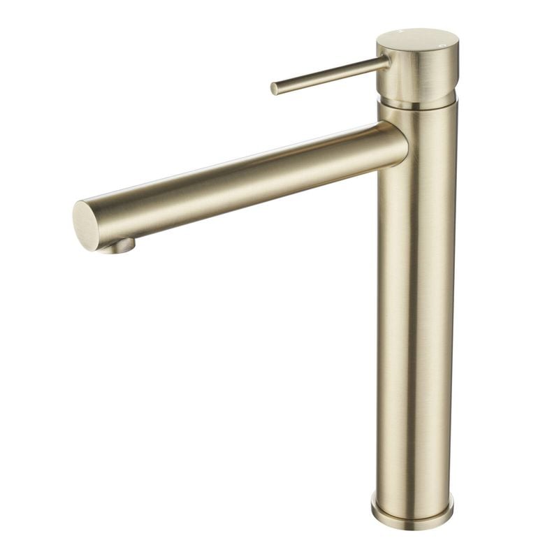 Mondella Resonance 35mm Brushed Brass Vessel Basin Mixer WELS 4 Star 7.5L/min