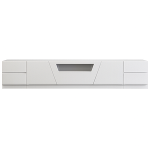 2.6m High Gloss White TV Unit With 2 Side Tables