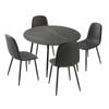 Oikiture 5PCS Dining sets 110cm Round Table with Chairs PU Grey&Black