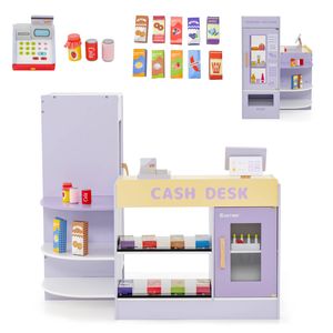 Costway Kids Cash Register Playset Supermarket Shop Toys Purple