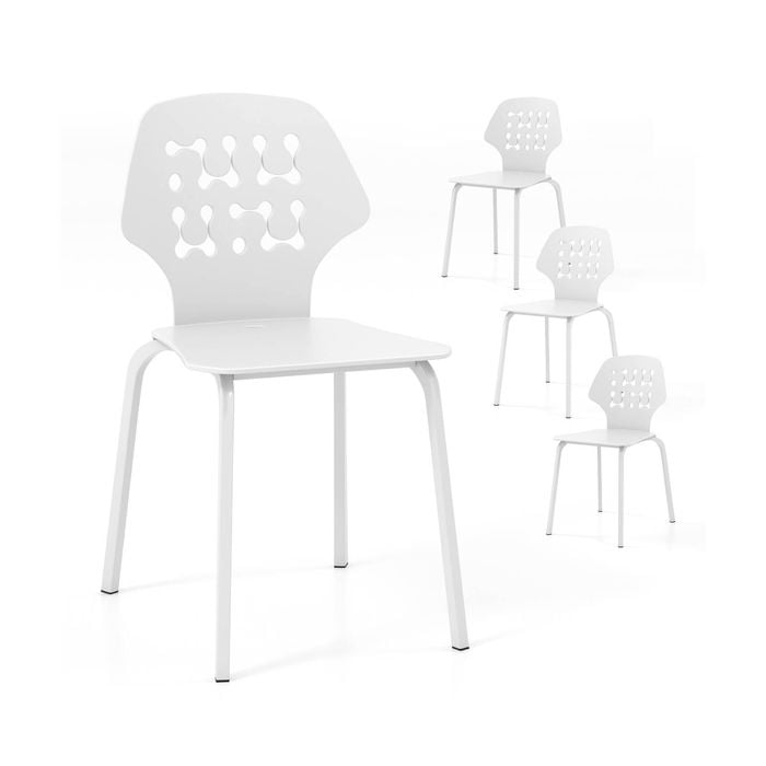 Costway 4x Dining Chairs W/metal Legs White