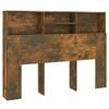 vidaXL Headboard Cabinet Home Organiser Wall Bookcase Shelf Smoked Oak 140 cm