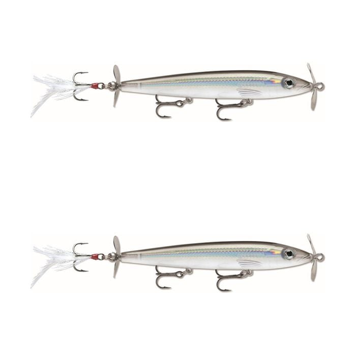 2x Rapala 11cm X Rap Prop Topwater Fishing Lures - Pearl Grey Shiner