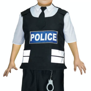 Deluxe Boys Police Man Officer Costume Book Week Childrens Halloween SWAT 10-12 Years Old