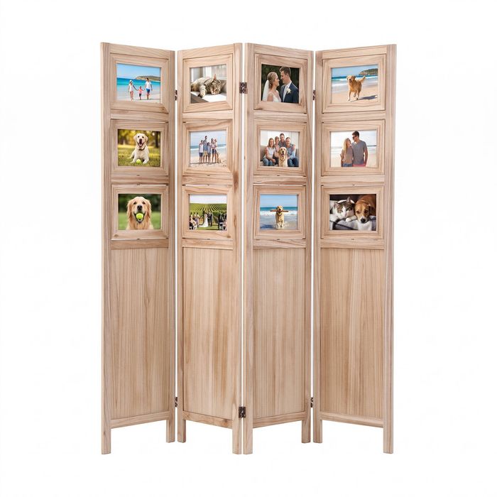 Artiss Room Divider 4 Panel Photo Display Wood