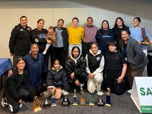 Whangaruru Netball Club members, with Sophy Tua pictured second from left in the front row. 