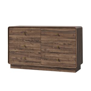Oikiture 6 Chest Of Drawers Lowboy Dresser Storage Bedroom Living Room Walnut