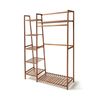 FORET Tea Brown Bamboo Clothes Rack With Shelves And Hanging Rail