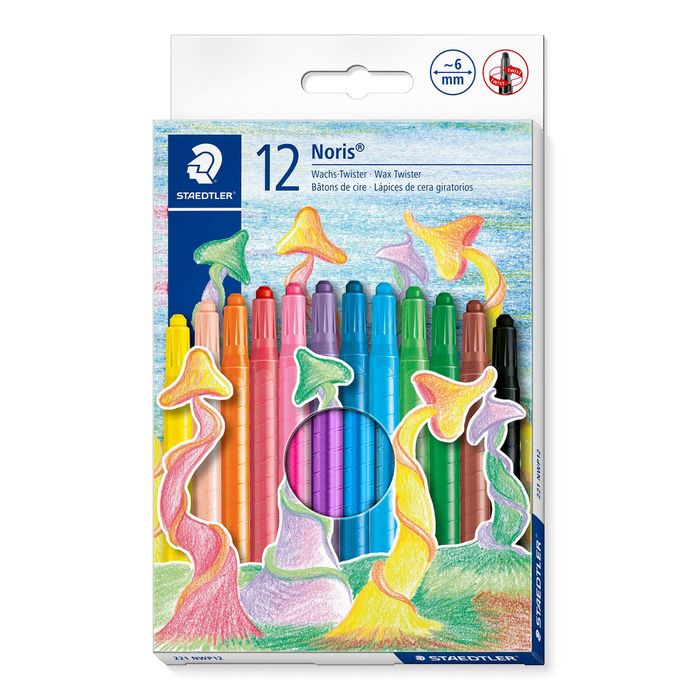 Staedtler Noris Wax Twister Crayons - Pack of 12 Assorted Colours