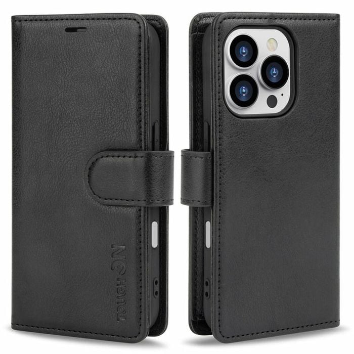 Tough On for Apple iPhone 16 Pro Max Flip Wallet Leather Case Black