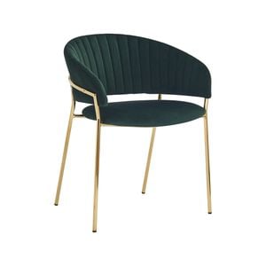 Lex dining chair in velvet and gold legs - Green