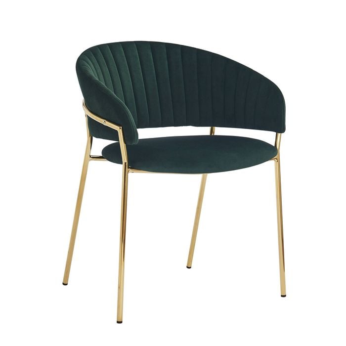 Lex dining chair in velvet and gold legs - Green