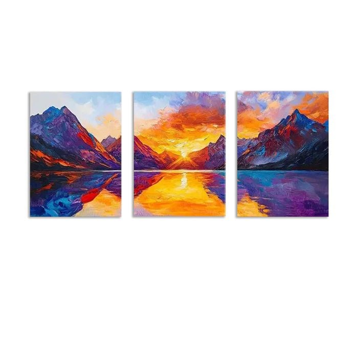 3pcs Stunning Mountain Scene Sun Shine Print 100% Australian Made 3 x 40x60cm (Metal Print)
