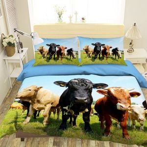 3D Herd Cows 1931 Bedding Set Pillowcases Quilt Duvet Cover Set Queen King