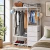 Advwin Portable Closet Wardrobe Adjust Closet Racks w/2 Hang Rods & 5 Drawers