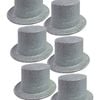 6x GLITTER TOP HAT Fancy Party Plastic Costume Tall Cap Fun Dress Up BULK Silver One Size