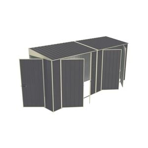 Build-a-Shed 1.2 x 4.5 x 2.0m Tunnel Shed Tunnel Hinged Door Plus Double Hinged Side Door - Grey