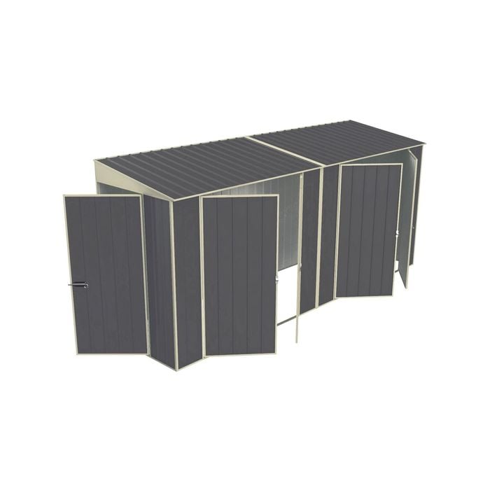 Build-a-Shed 1.2 x 4.5 x 2.0m Tunnel Shed Tunnel Hinged Door Plus Double Hinged Side Door - Grey