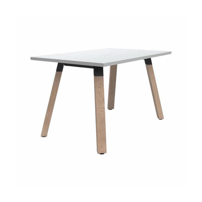 Olg Plantation Boardroom Table 4 Leg Solid Oak Frame White Top L1200mm X W750mm