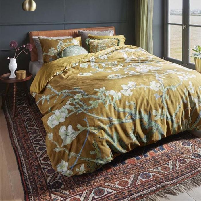 Bedding House X Van Gogh King Bed Van Gogh Blossoming Ochre Cotton Sateen Quilt Cover Set