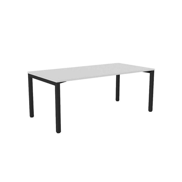 Olg Axis Single Black Frame White Top Scallop Office Desk L1800mm X W750mm