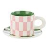 Emporium Check Mug & Plate Set - Pink/green