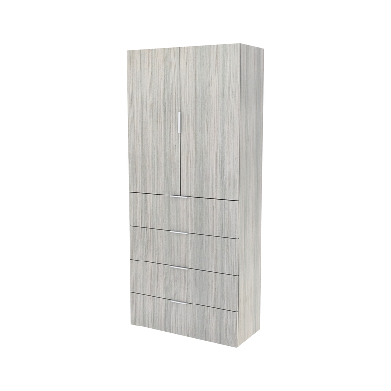 Lugna 2048 x 900 x 380mm Mist 3 Shelf 4 Drawers Double Door Storage Cabinet