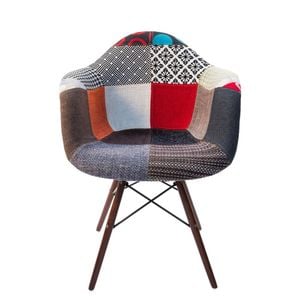 SK Designer Living | Replica Eames DAW Eiffel Chair | Fabric & Walnut - Multicoloured V2