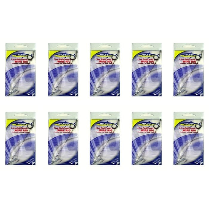 10x Wilson Live Bait/Dead Bait Wire Rig - #4 Treble & Hoodlum - 69lb Wire Trace