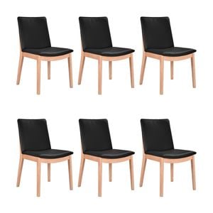 Japandi 6pc Set Leather Seat Dining Chair Black