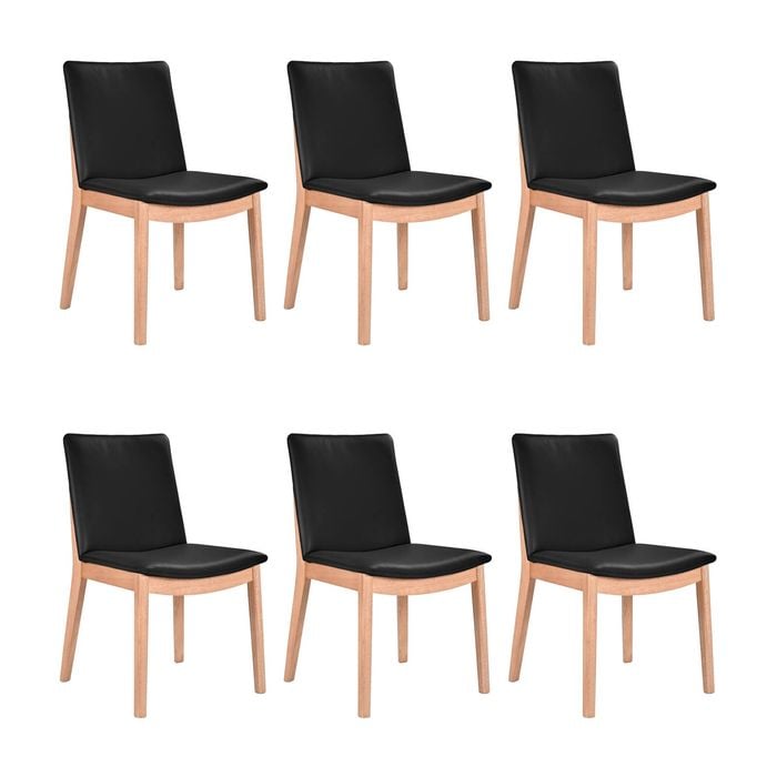 Japandi 6pc Set Leather Seat Dining Chair Black