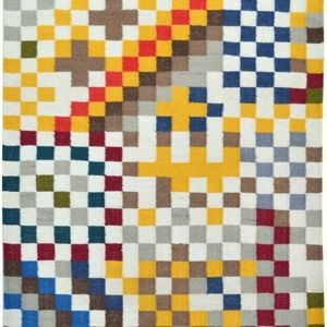 Handwoven Multicoloured Woolen Durrie Rug - Pixel 20057 - Multi - 110x160cm