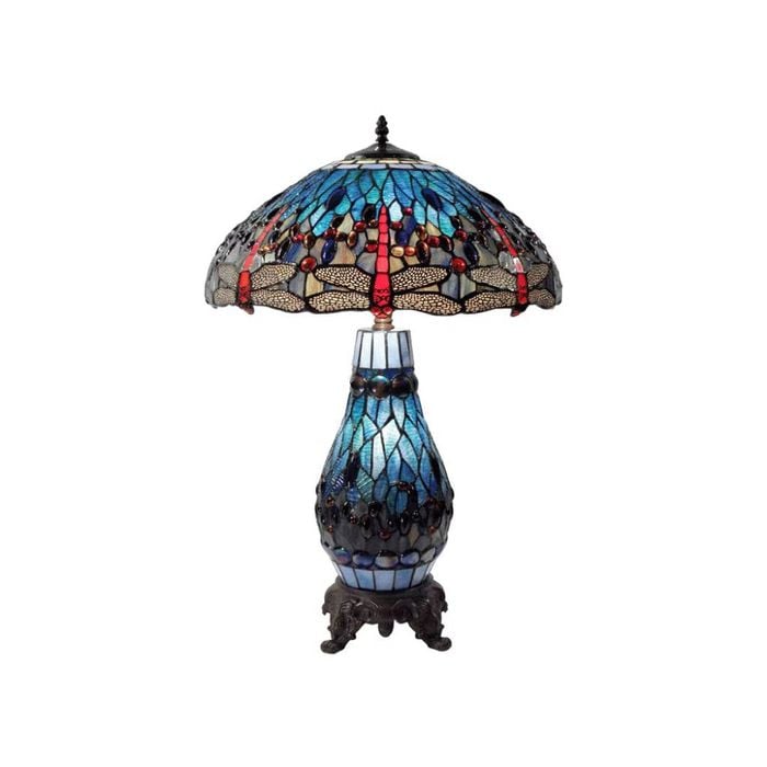 G&g Dragonia Tiffany Table Lamp - Blue