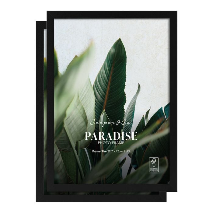 Cooper & Co. Set Of 2 29.7x42cm Black Premium Paradise Wooden Photo Frame