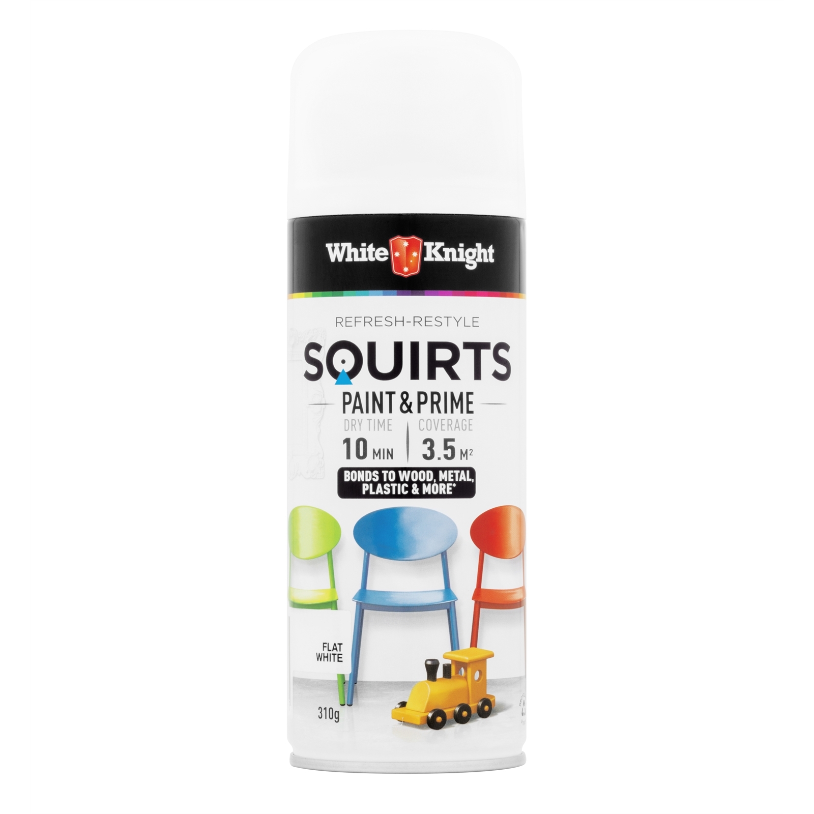 White Knight 310g Flat White Squirts Spray Paint Bunnings Australia