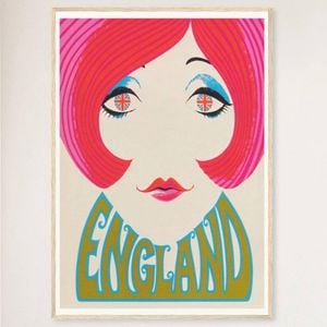 Galrie England Groovy Girl Vintage Poster - Retro 1960s Art for Home Decor, Wood Frame, A1 60 x 84cm (23 x 33inch)