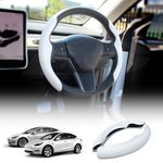 Tesla Model 3 2017-2023 and Model Y 2021-2024 Steering Wheel Cover Carbon Fiber White