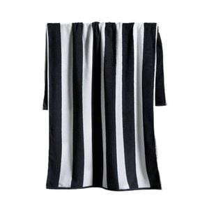 Canningvale Striped Cabana 160cm Cotton Terry Beach Towel - Black