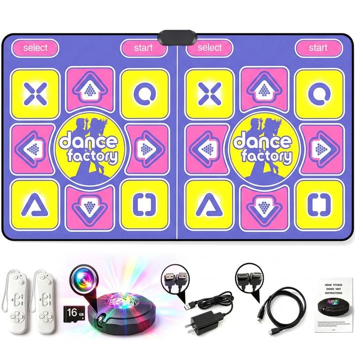 Advwin Double Dance Game Mat For Tv, Anti-slip Fitness Dancing Pad For Kids Adults,  Plug & Play Indoor Sports Game