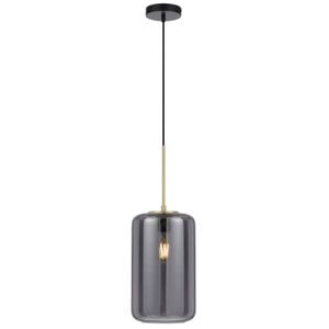 Telbix Korova Modern Pendant Hanging Lamp Light Glass Metal Brass Matt Smoke