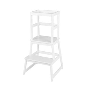 Costway Kids Training Ladder Chair Helper W/safety Rails Kitchen White