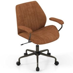 Costway Swivel Office Chair Computer Desk Armchair Brown