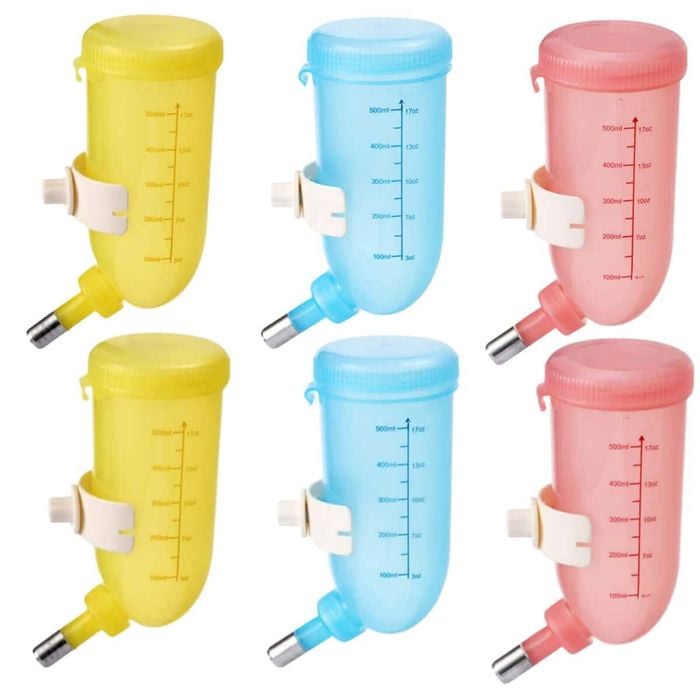 Yes4pets 6 X 500ml Dog Cat Hamster Rabbit Water Bottle Hanging Drinking Dispenser Feeder