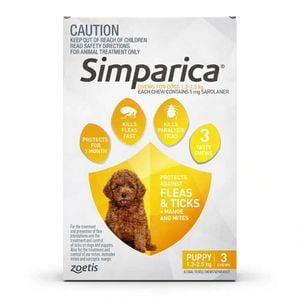 Simparica Yellow For Puppies (1.25-2.5kg) – 3 Pack