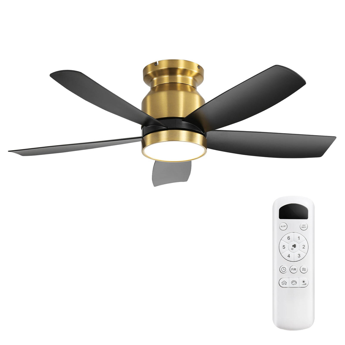 OAKORY 106cm Flush Mount Ceiling Fan Dimmable LED Remote Reversible DC ...