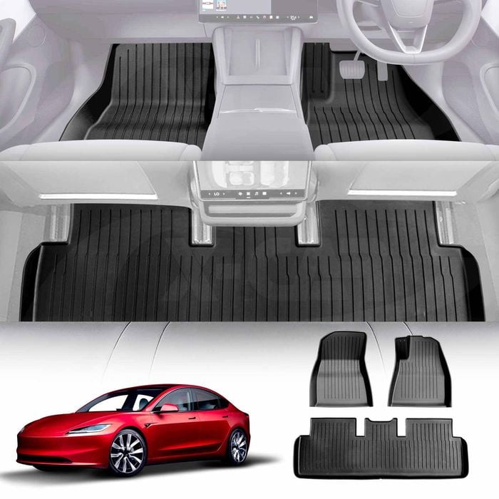 NEW Tesla Model 3 2023-Onwards Heavy Duty 3D All Weather Car Mats Floor Liners Complete Set