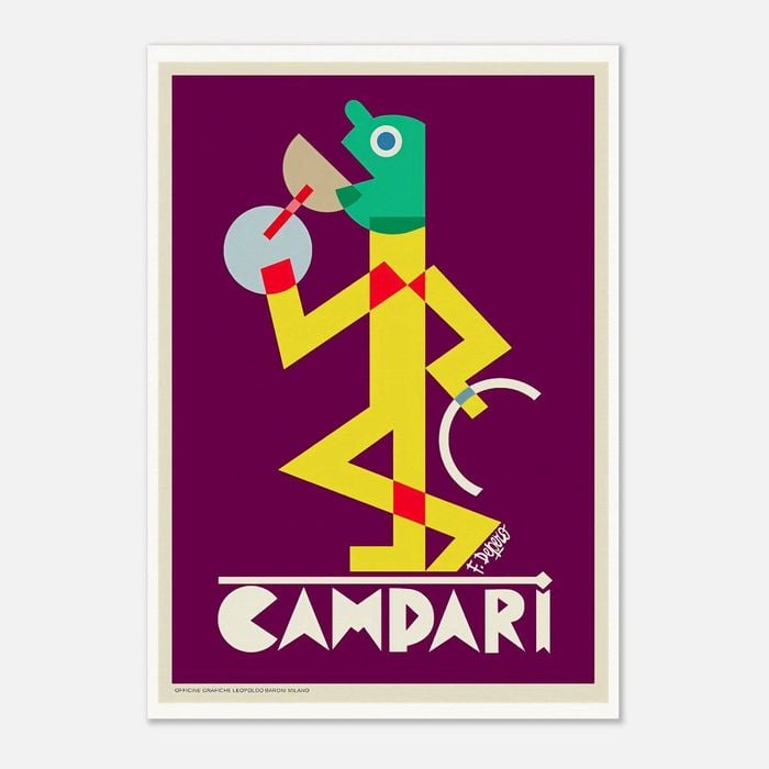 Galrie Campari Viola Vintage Advertising Poster by Fortunato Depero (1928) Classic Art, Poster Only, A2 42 x 60cm (16 x 24inch)
