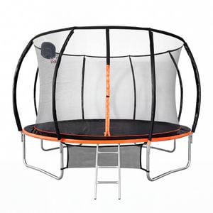 Mazam 14FT Kids Trampoline Safety Enclosure Net Basketball Set Ladder Round